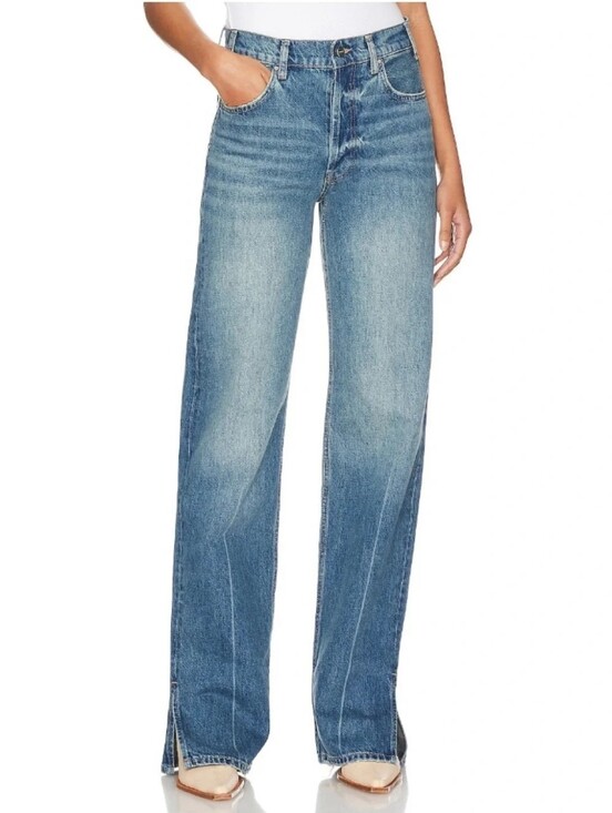 Anine Bing Denim - Anine Bing Roy Rigid Cotton Split Hem Jeans in Nordic Blue Size 29